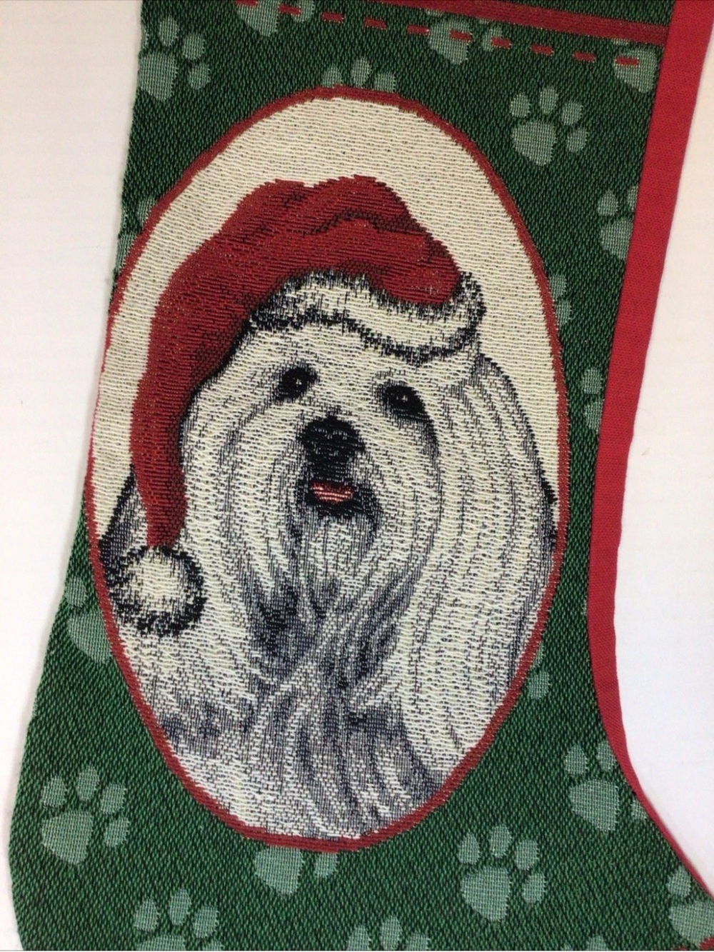 Maltese puppy dog Christmas stocking